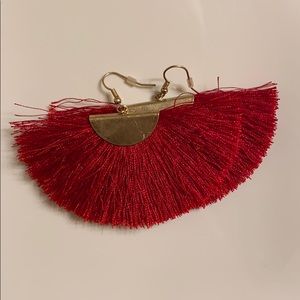 Red Tassel statement Earring